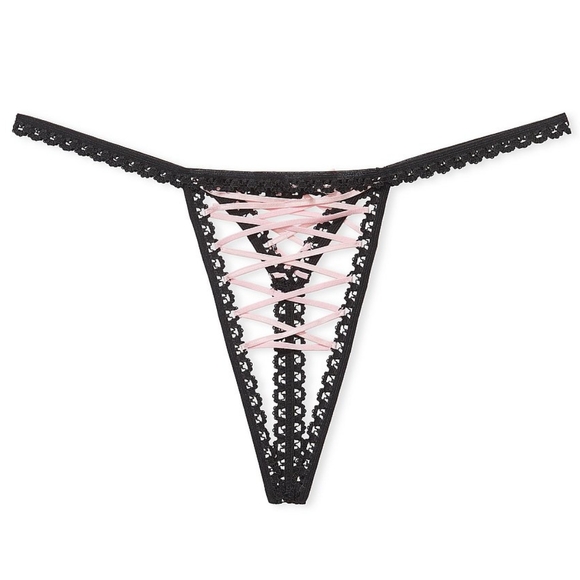 🖤 VS Dream Angels Ouvert Lace-Up Thong Panty 🖤 - Picture 3 of 15